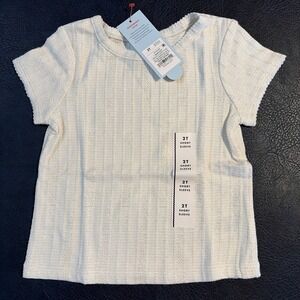 Cat & Jack Short Sleeve Shirt In Cream - Girls 2T